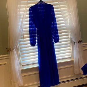 Long blue shear dress